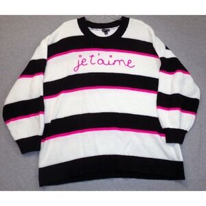 Torrid‎ Knit Sweater Je T'aime Womens Black Pink White Size 3 Drop Sleeves